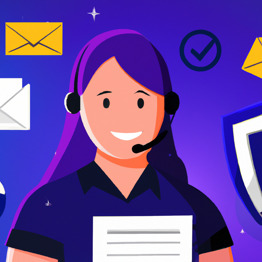 Сотрудник по защите данных с гарнитурой и иконкой щита — служба поддержки и конфиденциальность