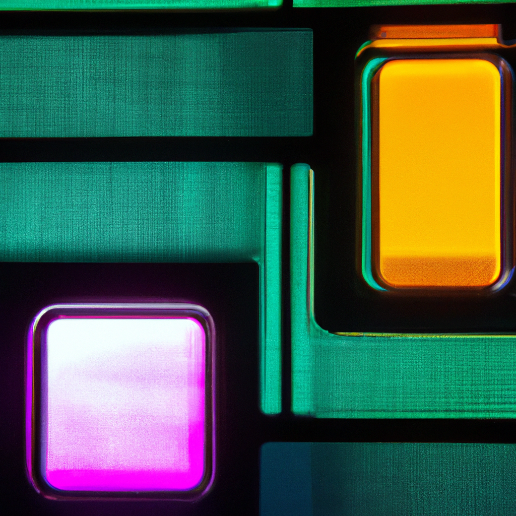 Макросъёмка интерфейса с градиентными кнопками и прозрачными слоями, высококонтрастные элементы 8k