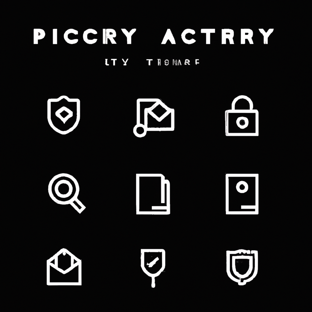 Набор иконок: щит, замок, документ — символы безопасности и приватности